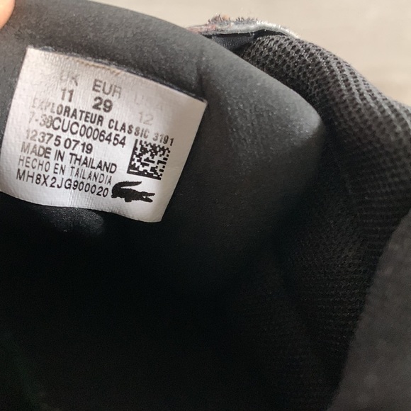 Lacoste Explorateur Classic High Top Black Leather Lace Up Sneakers Shoes sz 12‎ - Picture 10 of 10